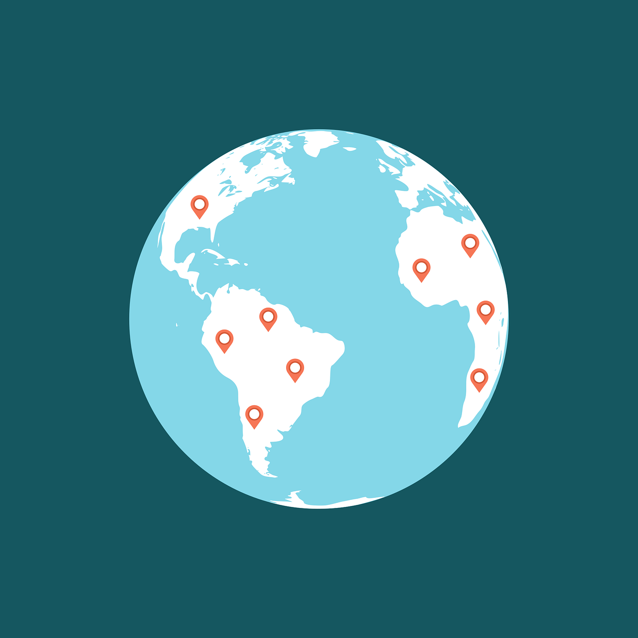 Interactive world map displaying international service locations